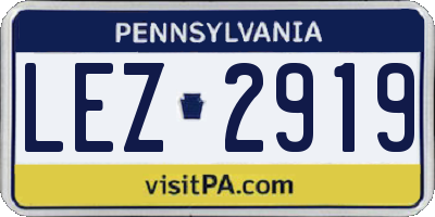 PA license plate LEZ2919