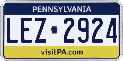 PA license plate LEZ2924