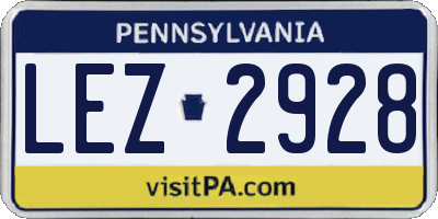 PA license plate LEZ2928