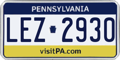 PA license plate LEZ2930