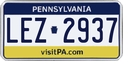 PA license plate LEZ2937