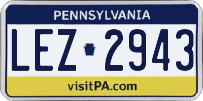 PA license plate LEZ2943