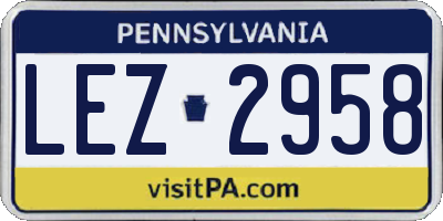 PA license plate LEZ2958