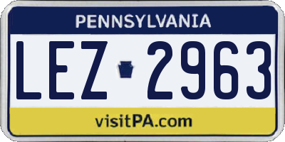 PA license plate LEZ2963