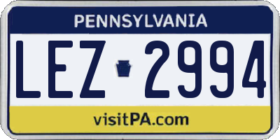 PA license plate LEZ2994