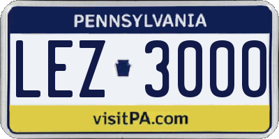 PA license plate LEZ3000