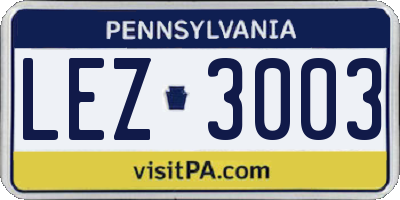 PA license plate LEZ3003