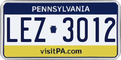 PA license plate LEZ3012