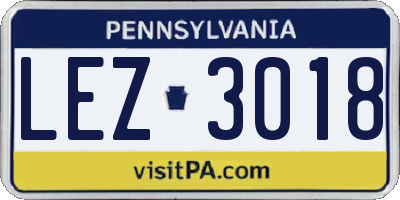PA license plate LEZ3018