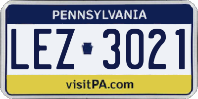 PA license plate LEZ3021