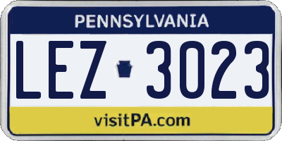 PA license plate LEZ3023
