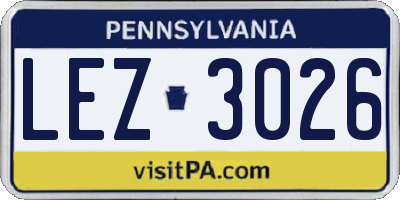 PA license plate LEZ3026