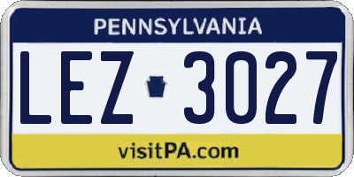 PA license plate LEZ3027