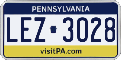 PA license plate LEZ3028