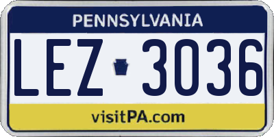 PA license plate LEZ3036