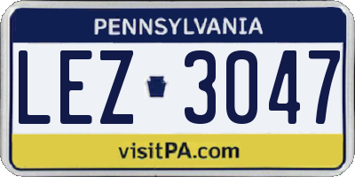PA license plate LEZ3047