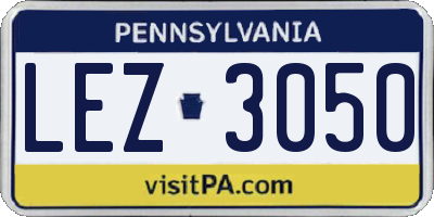 PA license plate LEZ3050