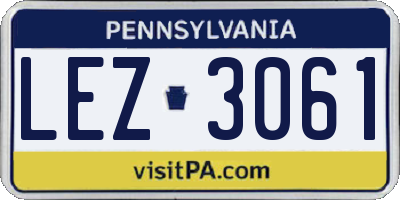 PA license plate LEZ3061