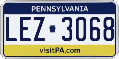 PA license plate LEZ3068