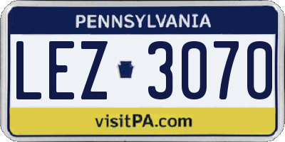 PA license plate LEZ3070