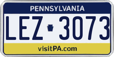 PA license plate LEZ3073