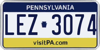 PA license plate LEZ3074