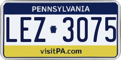 PA license plate LEZ3075