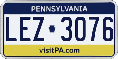 PA license plate LEZ3076