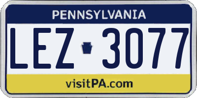 PA license plate LEZ3077