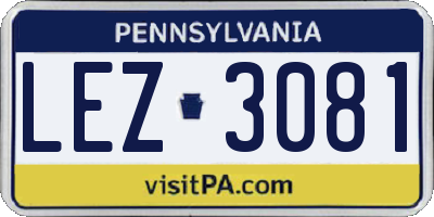 PA license plate LEZ3081