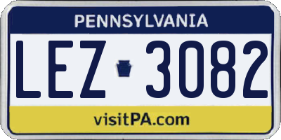 PA license plate LEZ3082