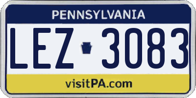 PA license plate LEZ3083