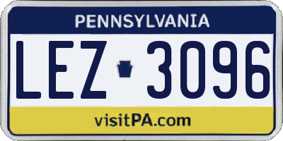 PA license plate LEZ3096