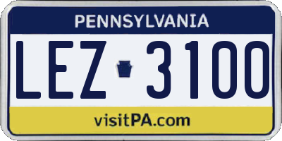 PA license plate LEZ3100