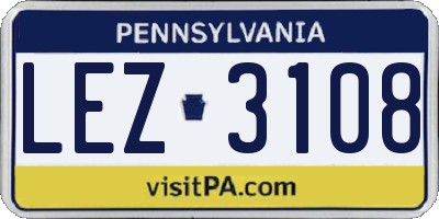 PA license plate LEZ3108
