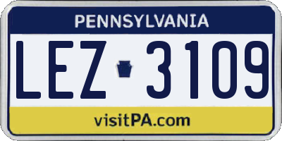 PA license plate LEZ3109