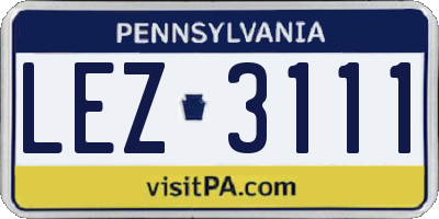 PA license plate LEZ3111