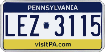 PA license plate LEZ3115