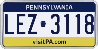 PA license plate LEZ3118