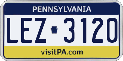 PA license plate LEZ3120