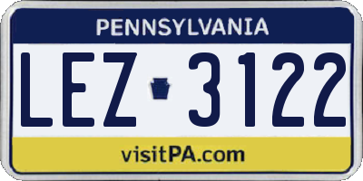 PA license plate LEZ3122