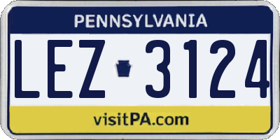 PA license plate LEZ3124