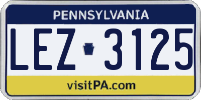 PA license plate LEZ3125