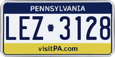 PA license plate LEZ3128