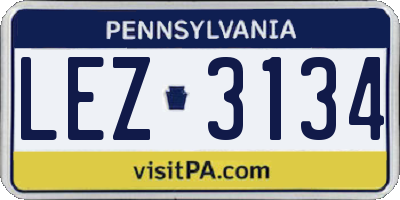 PA license plate LEZ3134