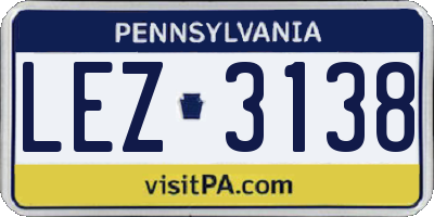 PA license plate LEZ3138