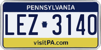 PA license plate LEZ3140