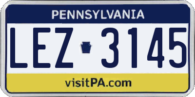 PA license plate LEZ3145