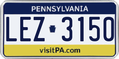 PA license plate LEZ3150