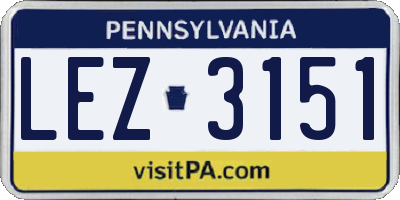 PA license plate LEZ3151